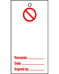 Lockout tags 200x100mm Prohibition Blank. Pack of 10 tags 