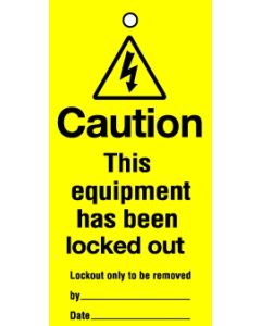 Lockout tags 200x100mm Caution This equipment has been lock...Pack of 10 