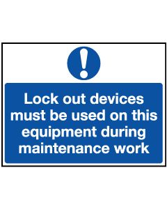 'Lock Out Devices Must be Used...' Safety Lockout Labels 55mm x 75mm
