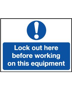 'Lock Out Here' -  Safety Lockout Labels 55 x 75mm