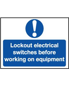 'Lockout electrical switches...' - Safety Lockout Labels 55 x 75mm