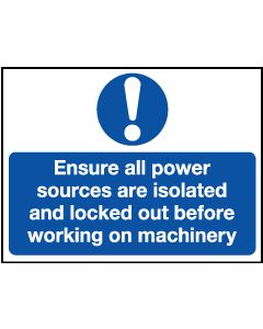 'Ensure All Power Sources Are Isolated...' - Safety Lockout Labels 55 x 75mm