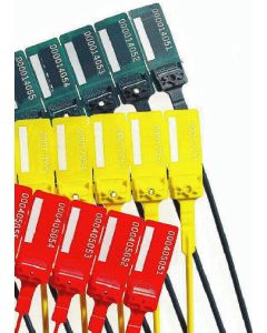 Yellow numbered pull seals, 350mm long PK100
