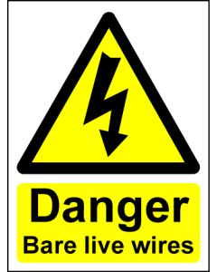  Hazard Warning Sign 400x300mm Danger Bare live wires (rigid) 