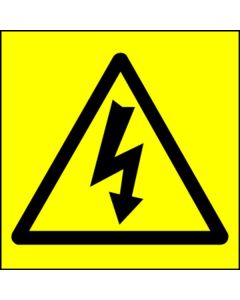  Hazard Warning Sign 25x25mm Electric symbol (s/a) Pk10 