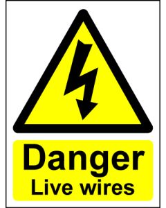  Hazard Warning Sign 200x150mm Danger live wires (rigid) 