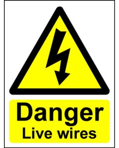  Hazard Warning Sign 200x150mm Danger live wires (s/a) 