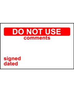  Elec Inspec Labels 40x75mm S/A vinyl Roll 250 Do Not Use Com 