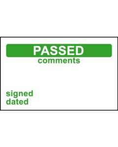  Elec Inspec Labels 40x75mm S/A vinyl Roll 250 Passed Comment 