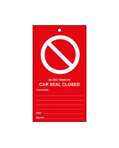 RLOT9 Disposable Car Seal Tag - Red 'Valve Closed'