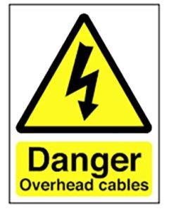 Hazard Warning Sign 400x300mm Danger Overhead cables (rigid)