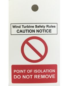 Wind Turbine Safety Rules isolation tags - pack of 10