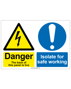 "Danger, Panel is live" Safety Sign