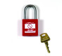 Compact Nylon Safety Lockout Padlock in Red with Engraved ID