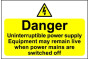 Hazard Warning Sign Danger Uninterruptible power