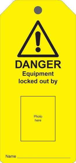 Photo ID Lockout Tag - 'Danger This Tag and Lock to be Removed Only By' - 10 Pack