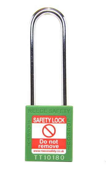  GREEN Steel Shackle safety padlock keyed alike to KA300011 long