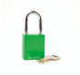 Aluminium bodied safety padlock with steel shackle-green-Keyed Alike
