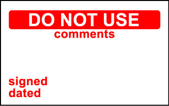 Elec Inspec Labels 40x75mm S/A vinyl Roll 250 Do Not Use Com