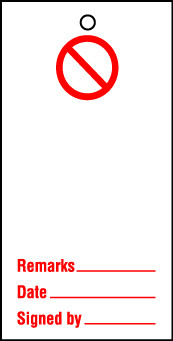Lockout tags 200x100mm Prohibition Blank. Pack of 10 tags