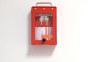 Steel Wall mounted or Portable Group Lockout Box - 4 hook. Colour Red. 