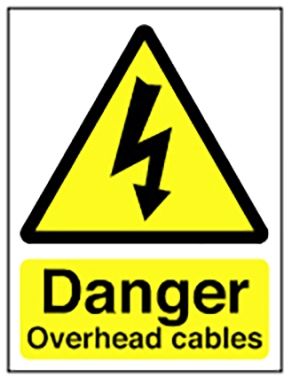 Hazard Warning Sign 800x600mm Danger Overhead cables (3mm