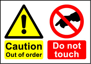  Size A7 Caution out of order 