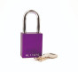 Aluminium bodied safety padlock with steel shackle-purple-Keyed to Differ