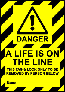 Size A6 Danger a life is on the line