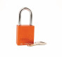 Aluminium bodied safety padlock with steel shackle-orange-Keyed to Differ