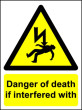 Danger of Death if Interfered With Vinyl (75mm x 110mm)