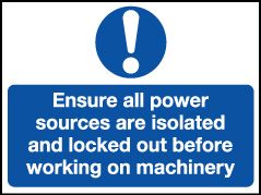 'Ensure All Power Sources Are Isolated...' - Safety Lockout Labels 55 x 75mm