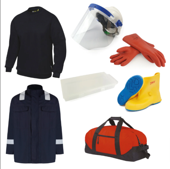 EV PPE Pack inc Gloves & Box Faceshield & Hard Hat Boots Jacket Trousers Polo Shirt & Holdall