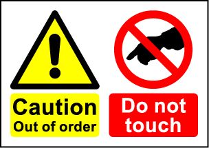  Size A6 Caution out of order 