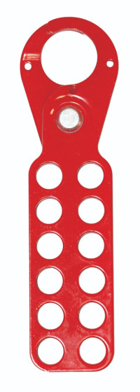 Steel Lockout Hasp in Red, 25mm Dia Jaws