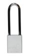 Aluminium bodied safety padlock with steel shackle-silver-Keyed to Differ-long