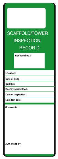 Scaffold/tower Inspection Record Safety message/maintenance tag