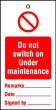 Lockout Tags Do not switch on? Pack of 10