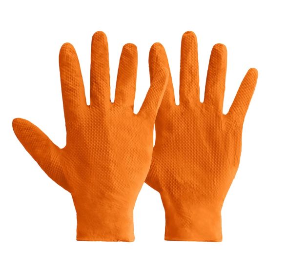 Orange IDEALL® Grip Nitrile Gloves