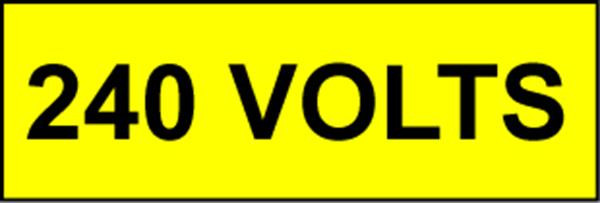 Voltage Labels (Pack 10) 20x60mm 240 Volts