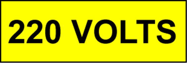 Voltage Labels (Pack 10) 20X60mm 220 Volts