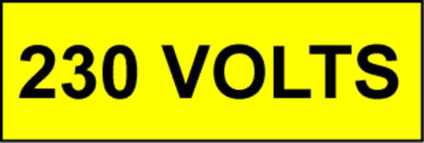 Voltage Labels (Pack 10) 20X60mm 230 Volts