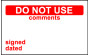 Elec Inspec Labels 40x75mm S/A vinyl Roll 250 Do Not Use Com