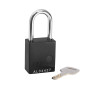 Aluminium bodied safety padlock with steel shackle-black-Keyed Alike
