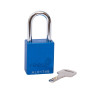 Aluminium bodied safety padlock with steel shackle-blue-Keyed to Differ