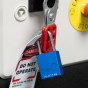 Aluminium bodied safety padlock with steel shackle-blue-Keyed Alike