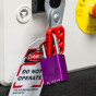 Aluminium bodied safety padlock with steel shackle-purple-Keyed to Differ