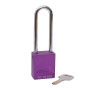 Aluminium bodied safety padlock with steel shackle-purple-Keyed Alike