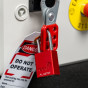 Aluminium bodied safety padlock with steel shackle-red-Keyed to Differ