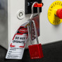 Aluminium bodied safety padlock with steel shackle-red-Keyed to Differ-long